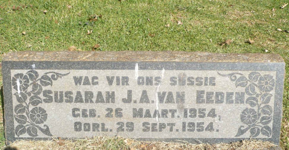 EEDEN Susarah J.A., van 1954-1954