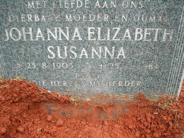 FOURIE Johanna Elizabeth Susanna 1905-1984