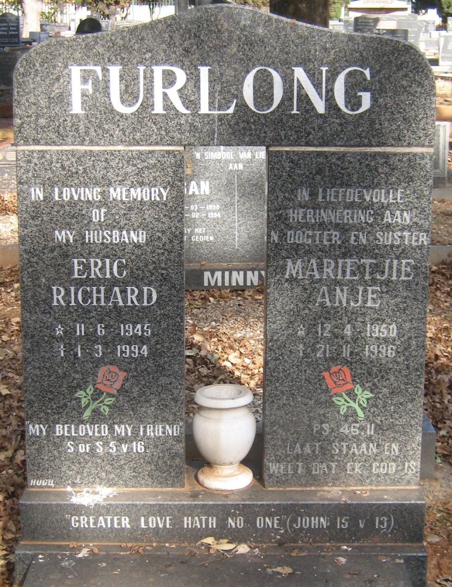 FURLONG Eric Richard 1945-1994 &amp; Marietjie Anje 1950-1996