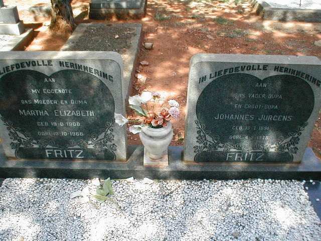 FRITZ Johannes Jurgens 1891-1975 &amp; Martha Elizabeth 1900-1966