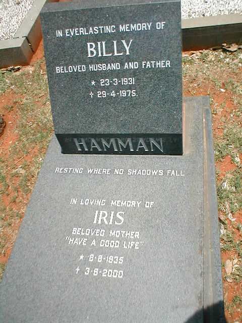 HAMMAN Billy 1931-1975 &amp; Iris 1935-2000
