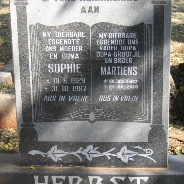 HERBST Martiens 1927-2010 &amp; Sophie 1929-1987