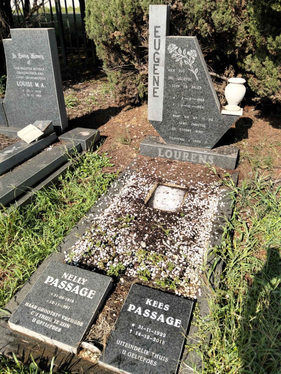 LOURENS Eugene 1966-1984 :: PASSAGE Nellie 1918-1997 :: PASSAGE Kees 1922-2018