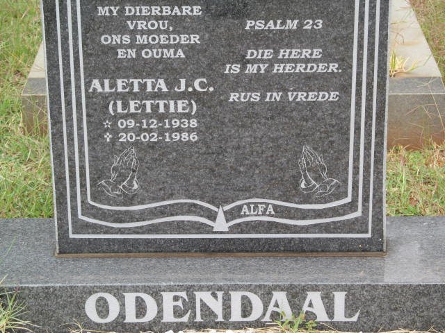 ODENDAAL Aletta J.C. 1938-1986