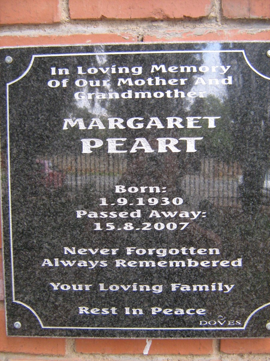 PEART Margaret 1930-2007