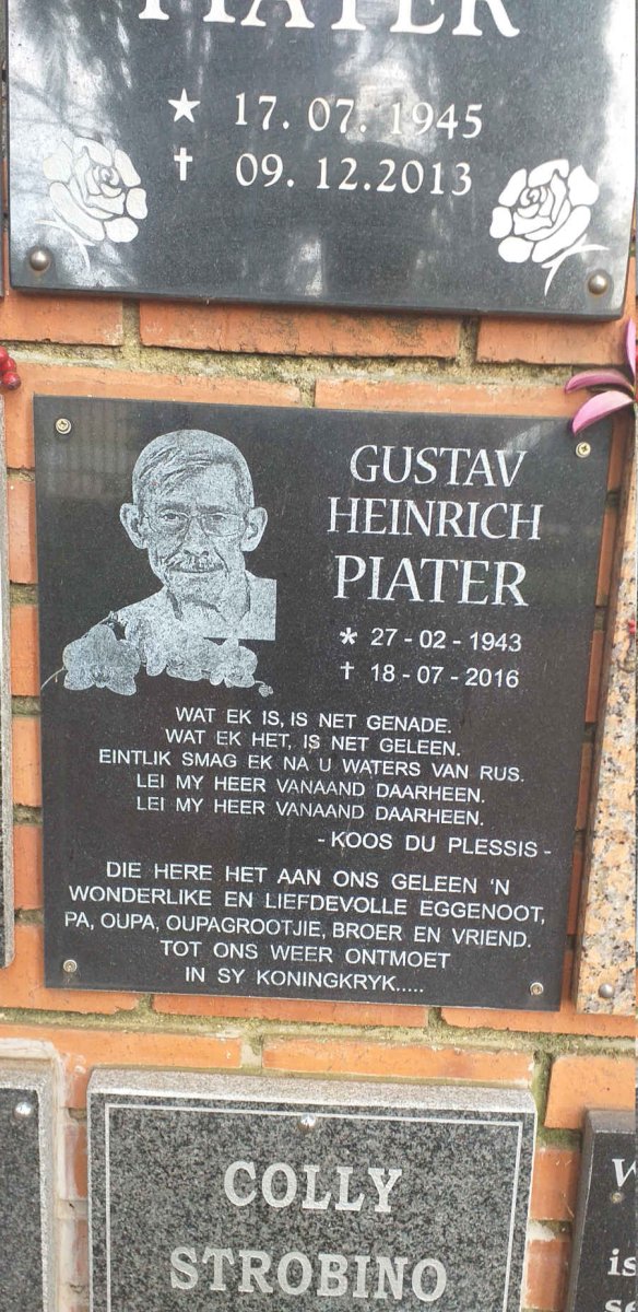 PIATER Gustav Heinrich 1943-2016