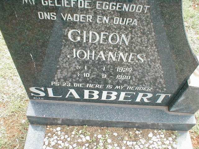 SLABBERT Gideon Johannes 1927-1980