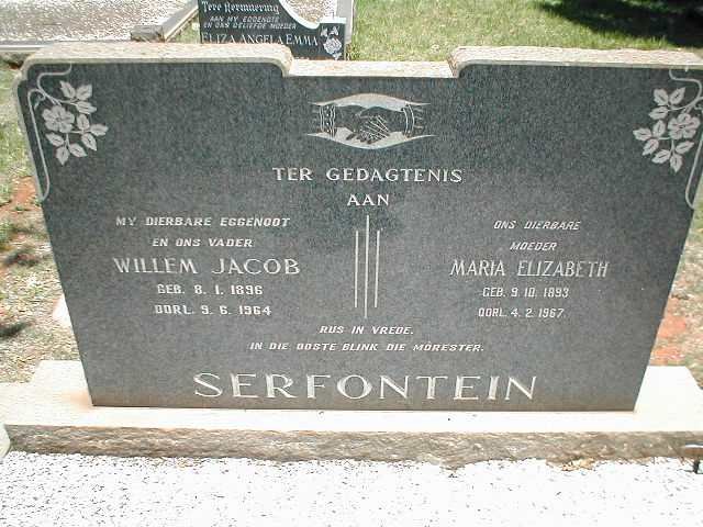 SERFONTEIN Willem Jacob 1896-1964 &amp; Maria Elizabeth 1893-1967