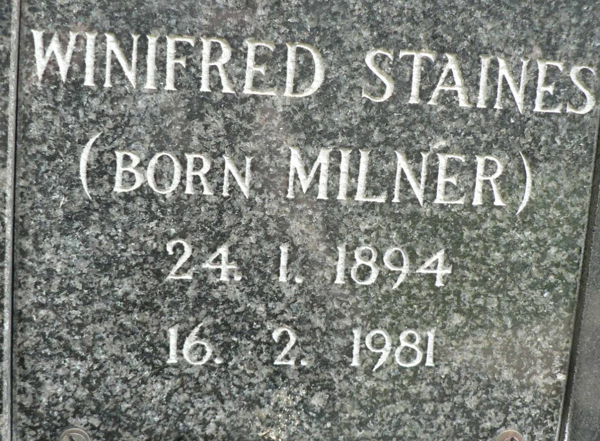 STAINES Winifred nee MILNER 1894-1981