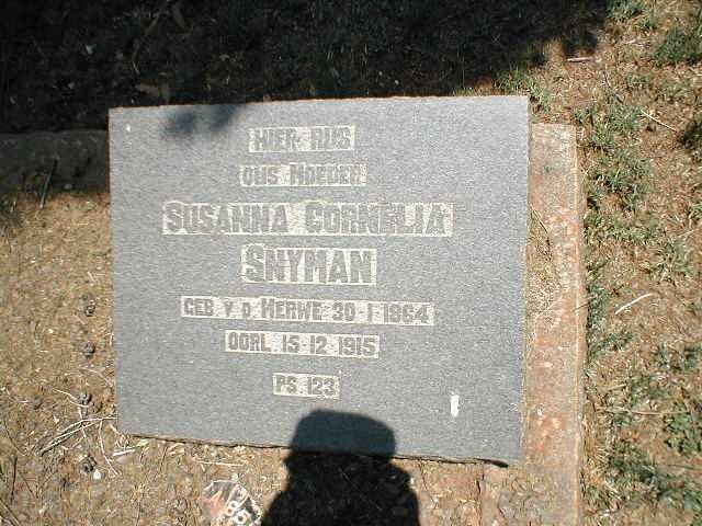 SNYMAN Susanna Cornelia nee V.D. MERWE 1864-1915