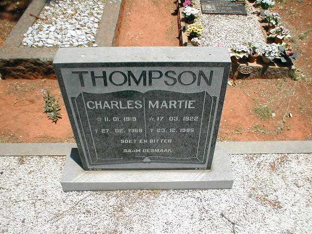 THOMPSON Charles 1919-1968 &amp; Martie 1922-1985