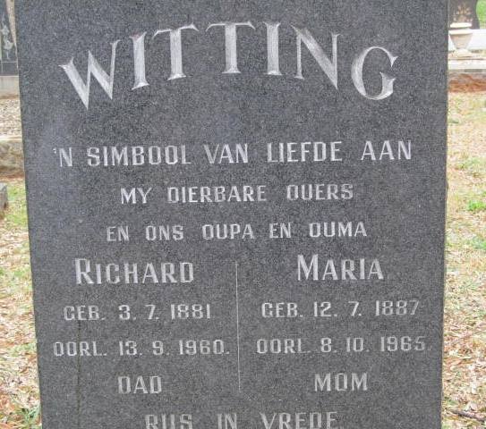 WITTING Richard 1881-1960 &amp; Maria 1887-1965