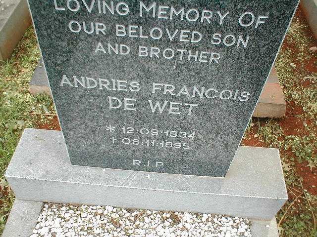 WET Andries Francois, de 1934-1995