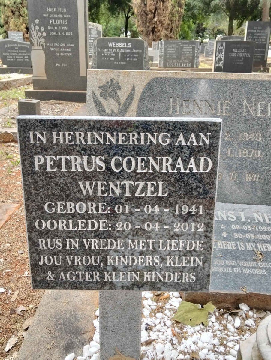 WENTZEL Petrus Coenraad 1941-2012