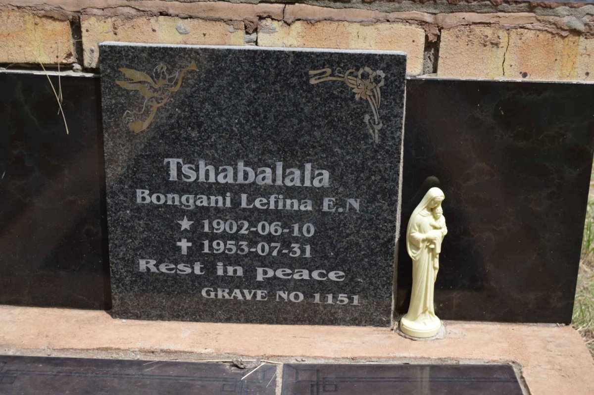 TSHABALALA Bongani Lefina E.N. 1902-1953