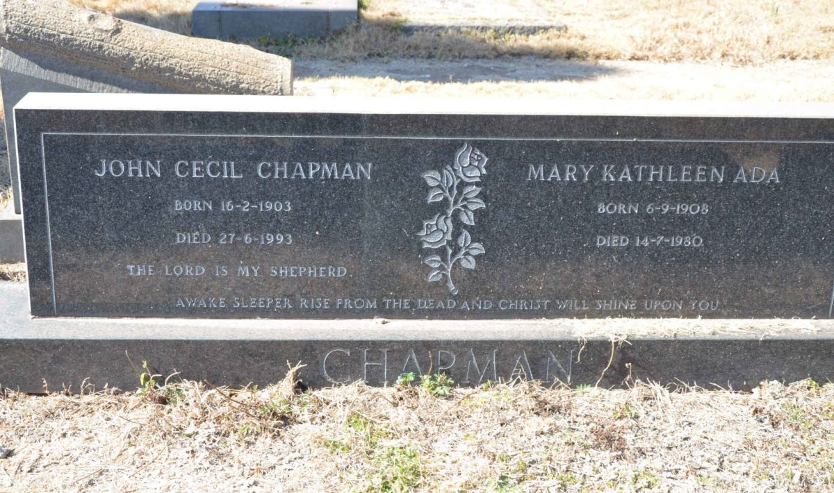 CHAPMAN John Cecil 1903-1993 &amp; Mary Kathleen Ada 1908-1980