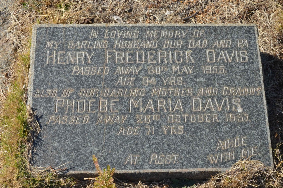 DAVIS Henry Frederick -1955 &amp; Phoebe Maria -1957