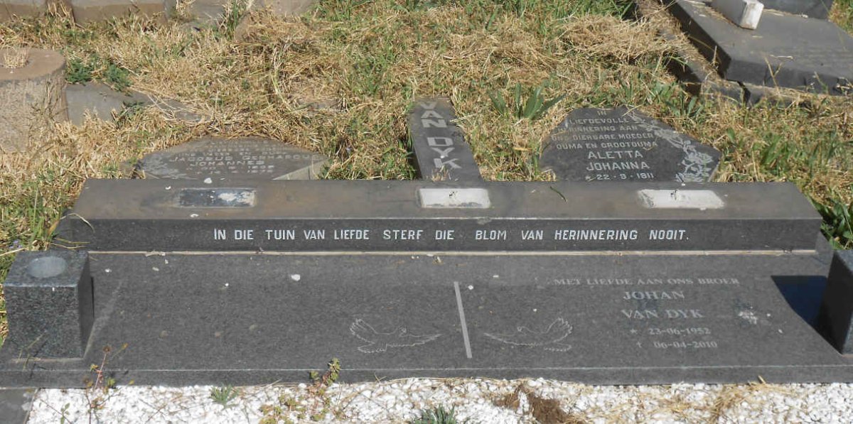 DYK Jacobus Gerhardus Johannes, van 1905-1976 &amp; Aletta Johanna 1911-1989 :: DYK Johan, van 1952-2010