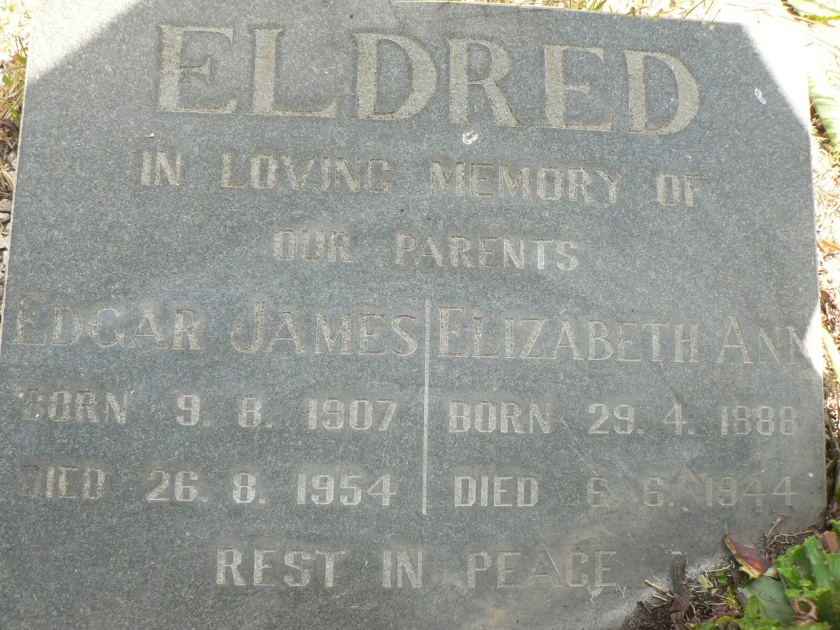 ELDRED Edgar James 1907-1954 &amp; Elizabeth Ann 1888-1944