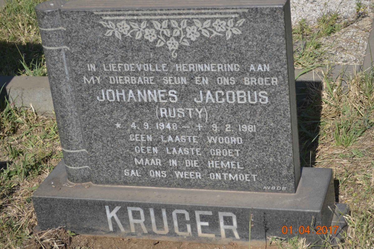 KRUGER Johannes Jacobus 1948-1981
