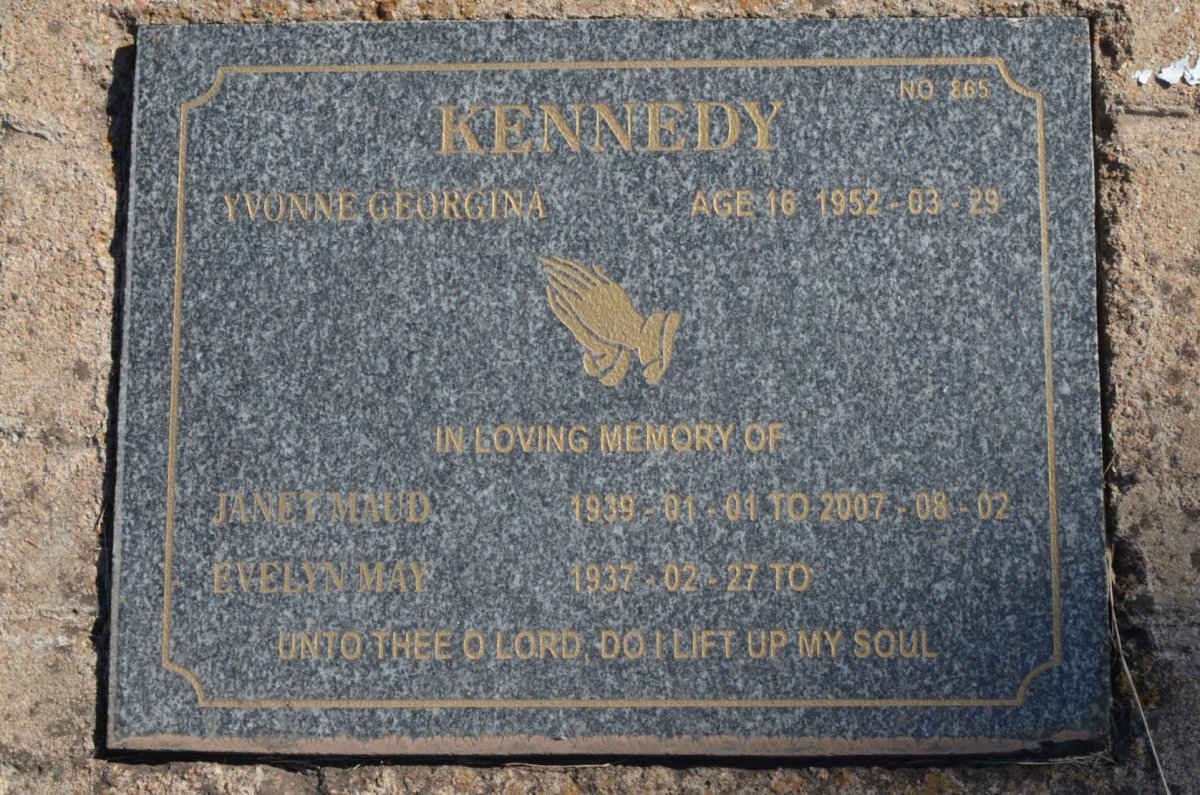 KENNEDY Evelyn May 1937- :: KENNEDY Janet Maud 1939-2007 ::  KENNEDY Yvonne Georgina -1952