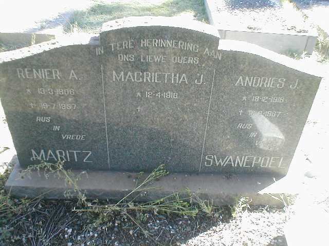 MARITZ Renier A. 1906-1957 &amp; Magrietha J. 1918-  :: SWANEPOEL Andries J. 1918-1967