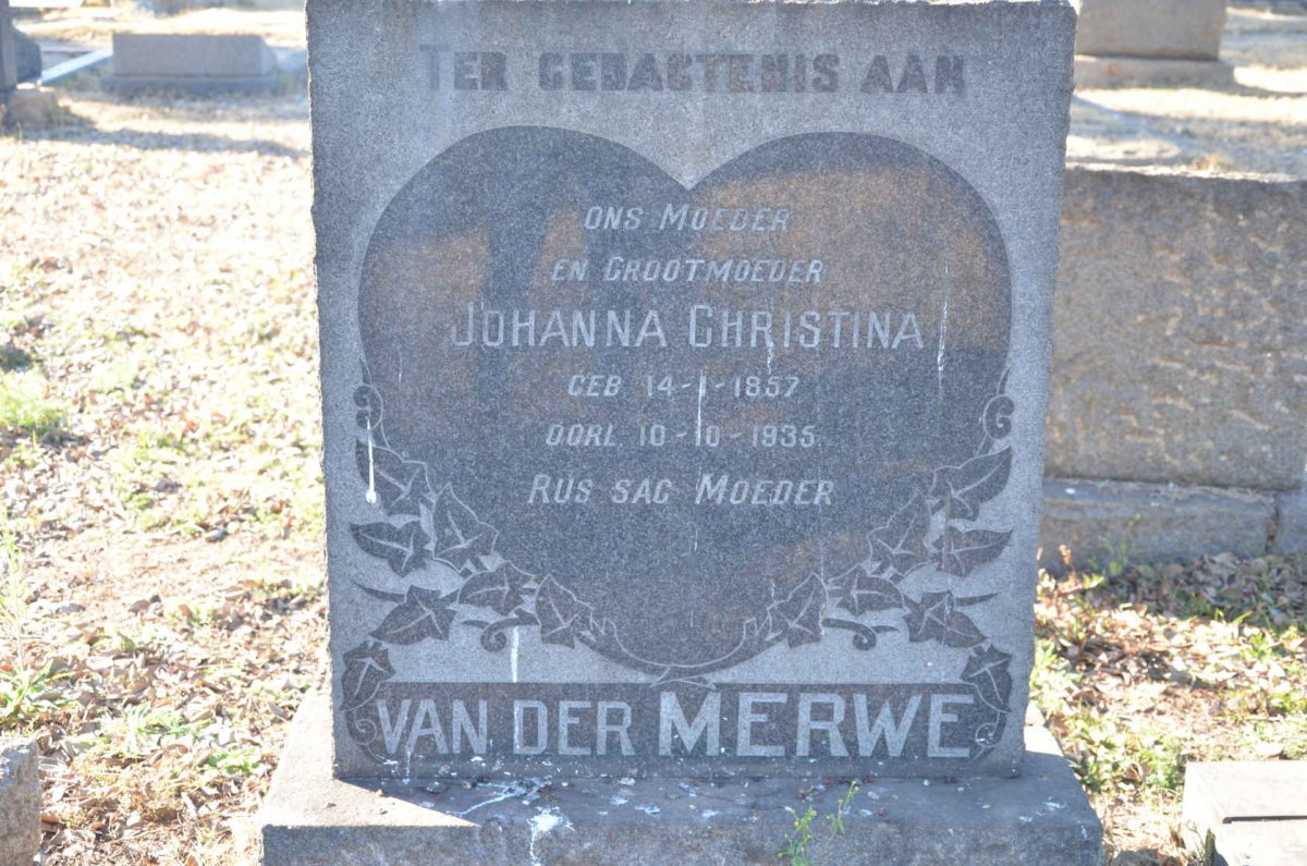 MERWE Johanna Christina, van der 1857-1935