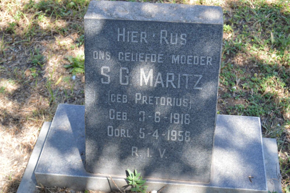 MARITZ S.G. nee PRETORIUS 1916-1958