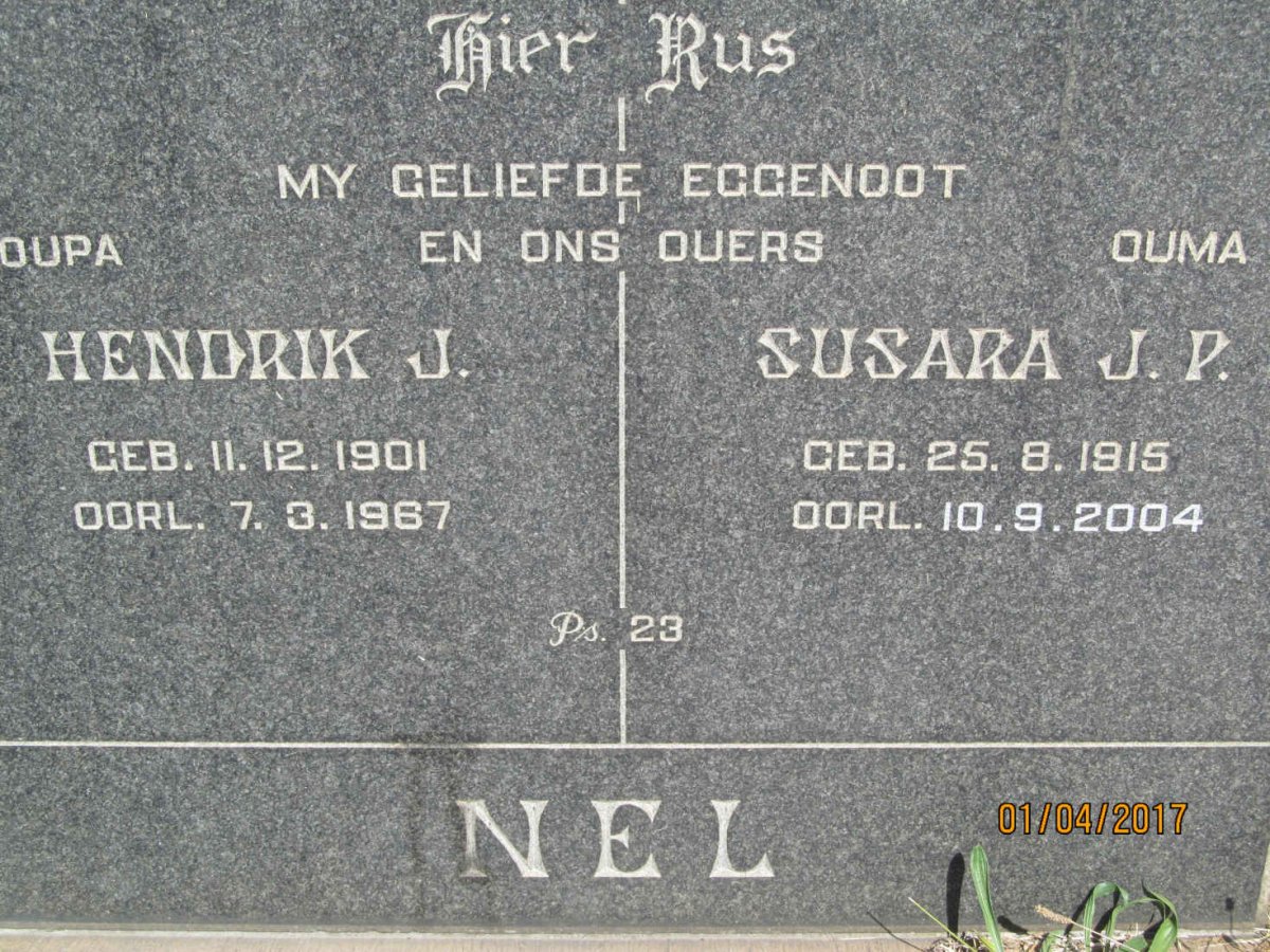 NEL Hendrik J. 1901-1967 &amp; Susara J.P. 1915-2004