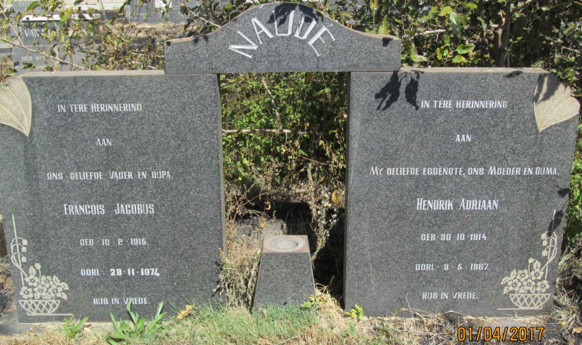 NAUDE Francois Jacobus 1915-1974 &amp; Hendrik Adriaan 1914-1967