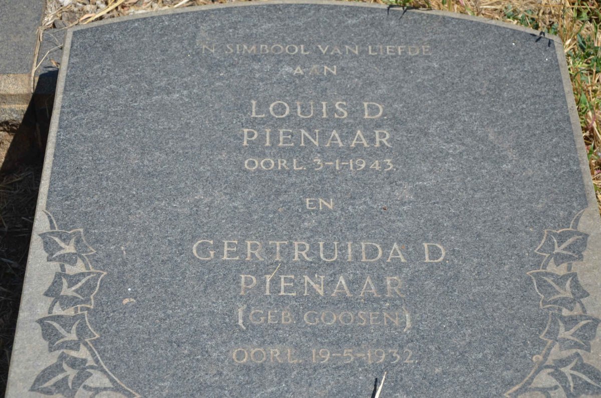 PIENAAR Louis D. -1943 &amp; Gertruida D. GOOSEN -1932