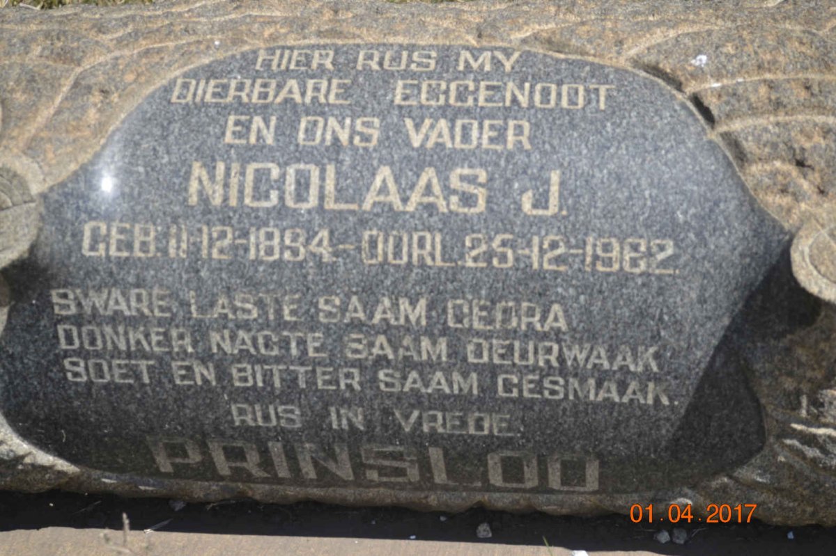 PRINSLOO Nicolaas J. 1894-1962
