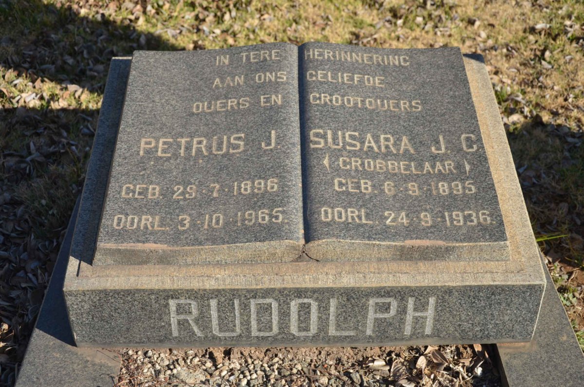 RUDOLPH Petrus J. 1896-1965 &amp; Susara J.C. GROBBELAAR 1895-1936