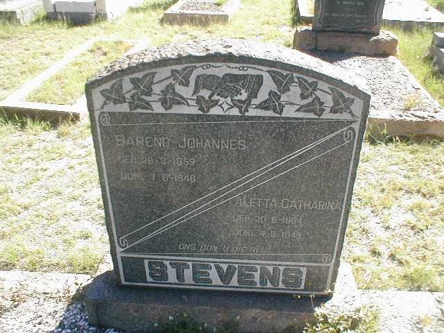 STEVENS Barend Johannes 1859-1948 &amp; Aletta Catharina 1864-1949