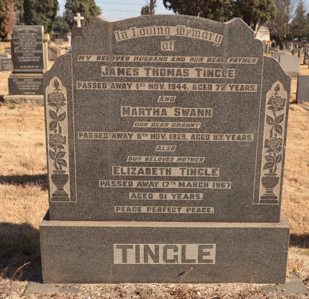 SWANN Martha -1929 :: TINGLE James Thomas -1944 &amp; Elizabeth -1967
