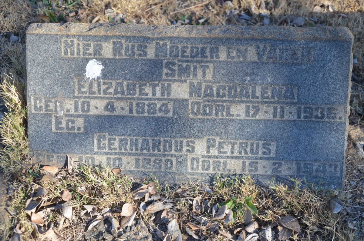 SMIT Gerhardus Petrus 1880-1943 &amp; Elizabeth Magdalena 1884-1936