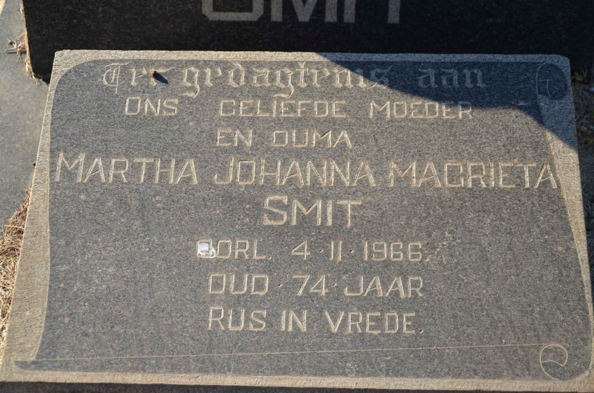 SMIT Izak Theunis Johannes -1935 &amp; Martha Johanna Magrieta -1966