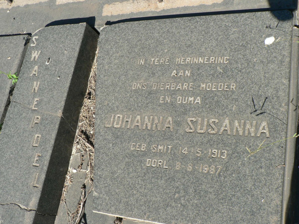 SWANEPOEL Johanna Susanna nee SMIT 1913-1987