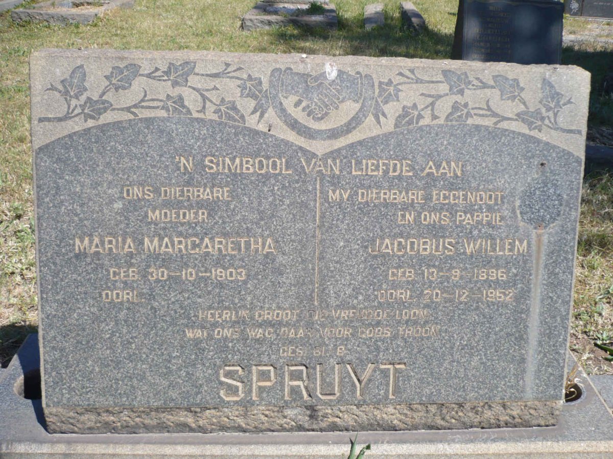 SPRUYT Jacobus Willem 1896-1952 &amp; Maria Margaretha 1903-