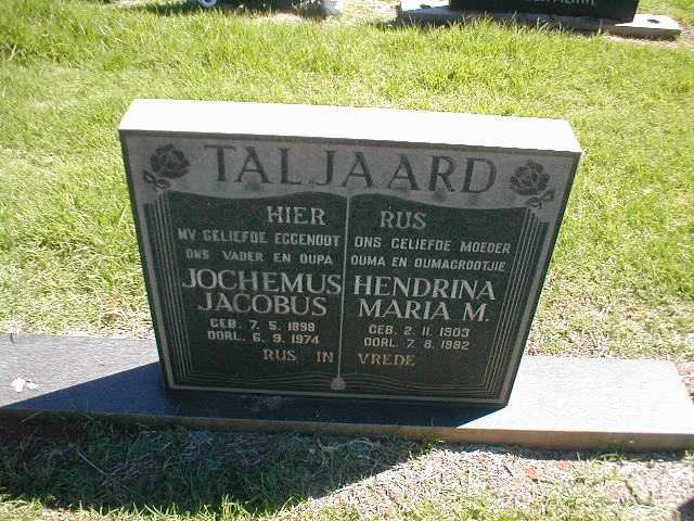 TALJAARD Jochemus Jacobus 1898-1974 &amp; Hendrina Maria M. 1903-1882