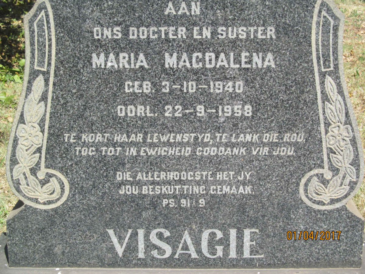 VISAGIE Maria Magdalena 1940-1958