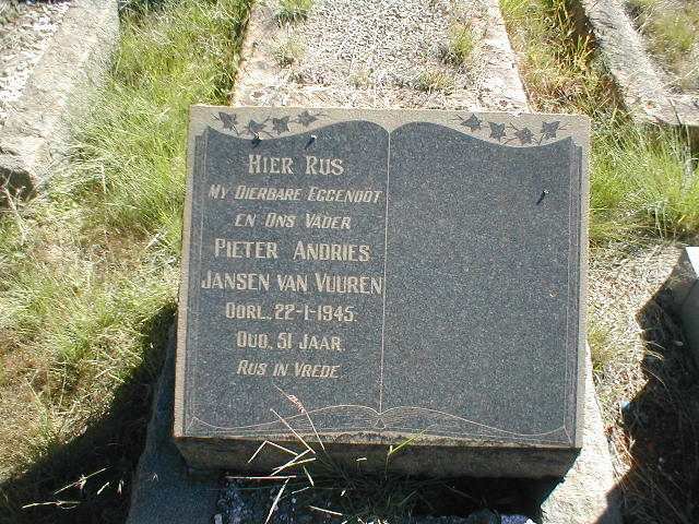 VUUREN Pieter Andries, Jansen van -1945