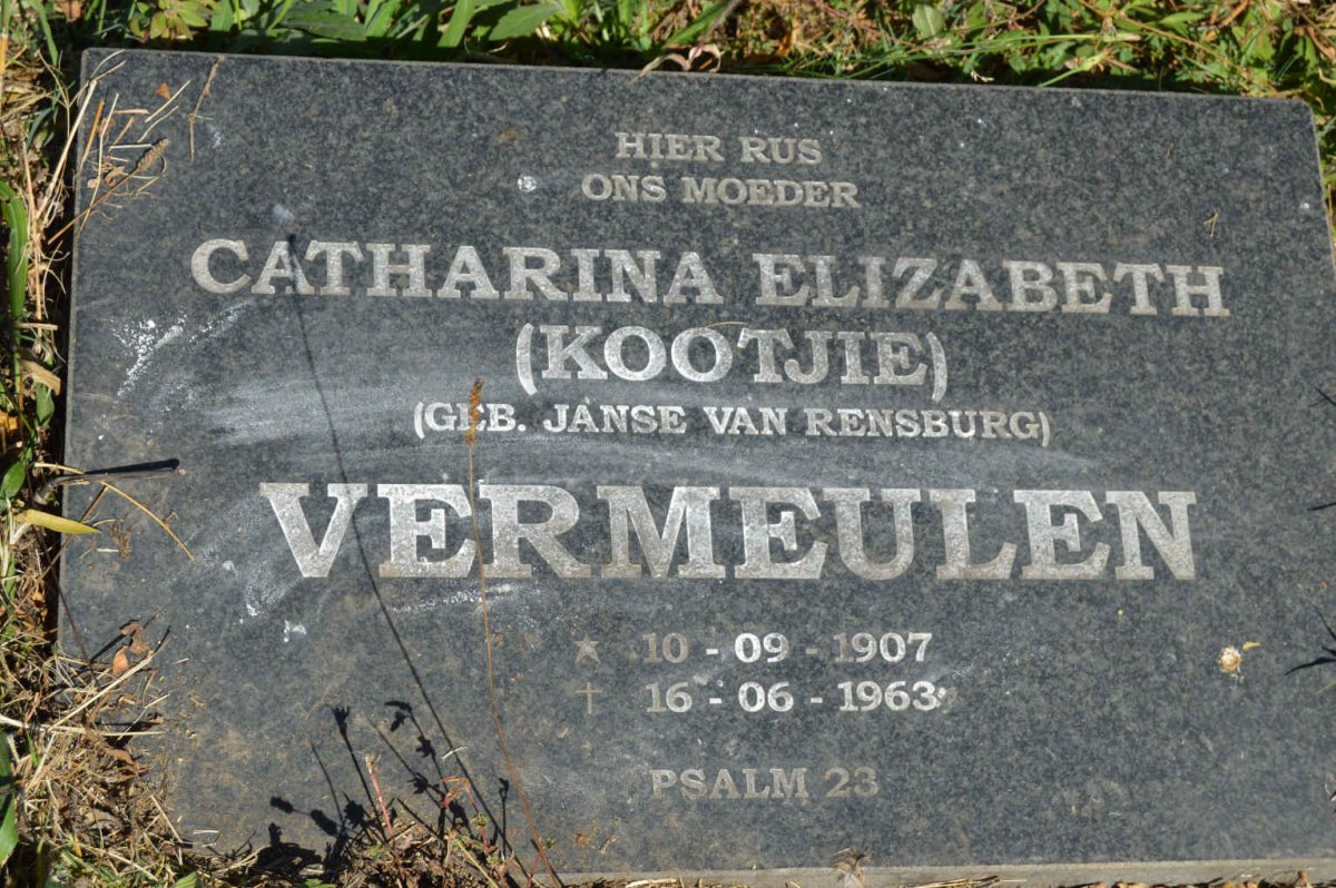 VERMEULEN Catharina Elizabeth nee JANSE VAN RENSBURG 1907-1963