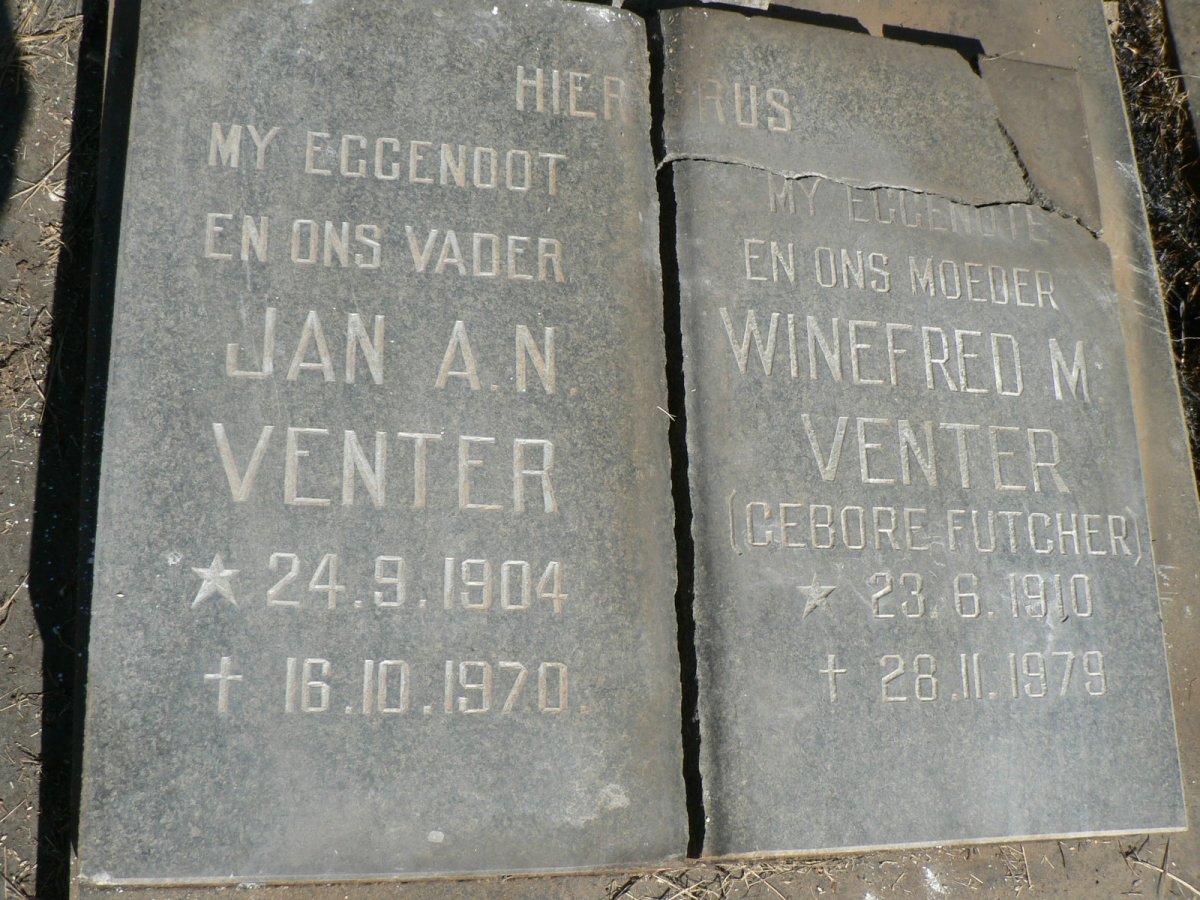 VENTER Jan A.N. 1904-1970 &amp; Winefred M. FUTCHER 1910-1979
