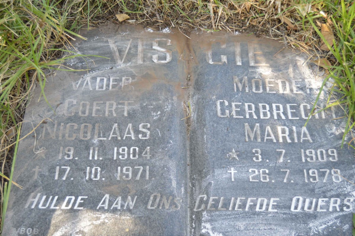 VISAGIE Coert Nicolaas 1904-1971 &amp; Gerbrecht Maria 1909-1978