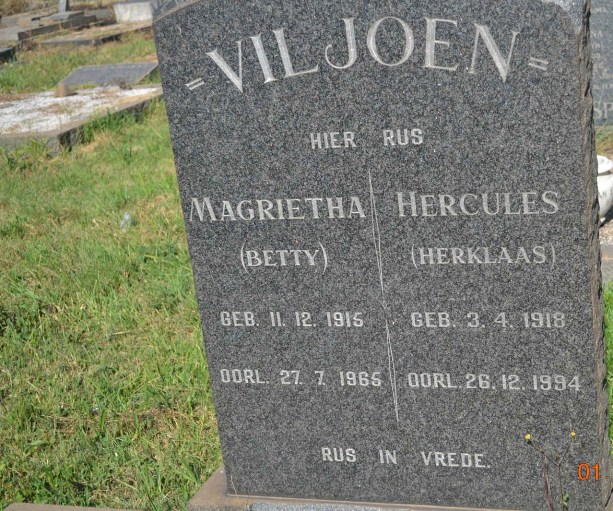 VILJOEN Hercules 1918-1994 &amp; Magrietha 1915-1965