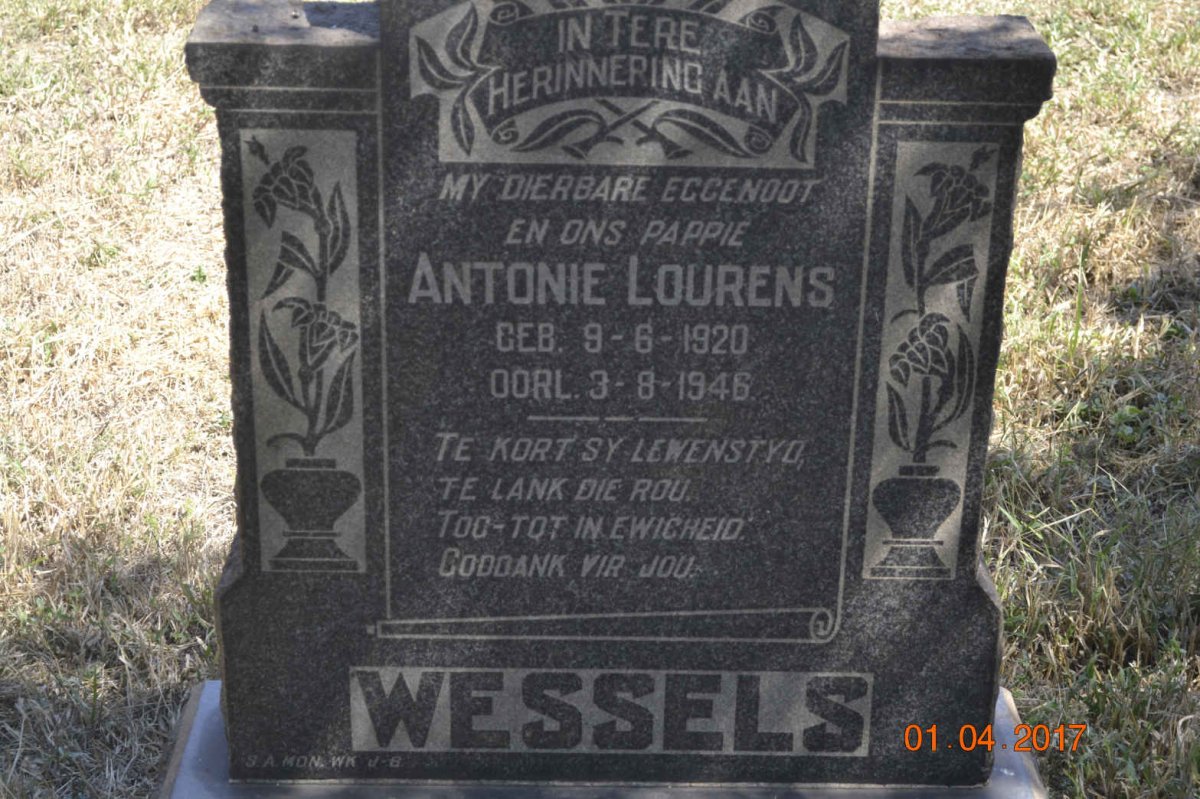 WESSELS Antonie Lourens 1920-1946