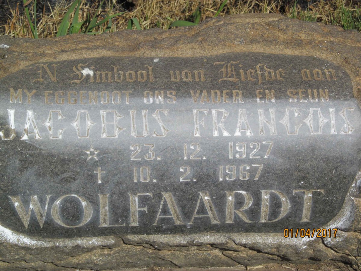 WOLFAARDT Jacobus Francois 1927-1967