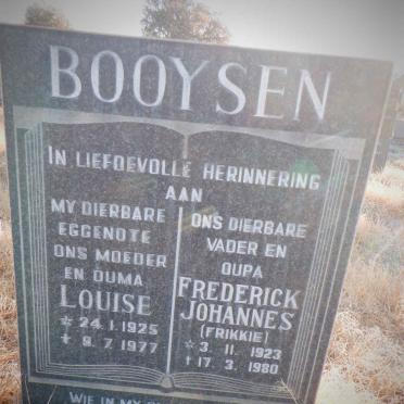 BOOYSEN Frederick Johannes 1923-1980 &amp; Louise 1925-1977