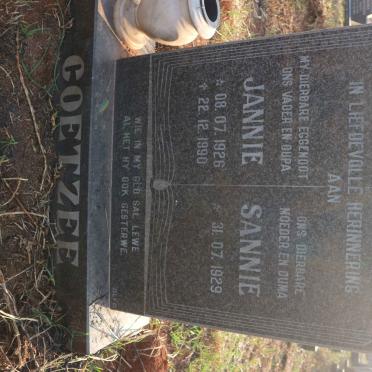 COETZEE Jannie 1926-1990 &amp; Sannie 1929-